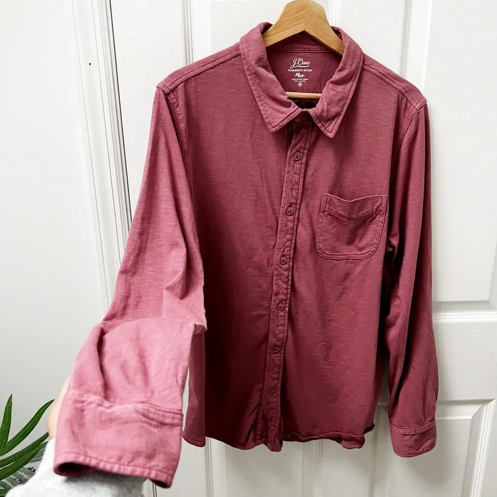 J. Crew Garment Dyed Harbor Shirt in Dark Red